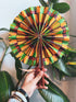 Ankara Fabric Foldable Round Fan with Leather Trim Handle (Made in Ghana π¬π)